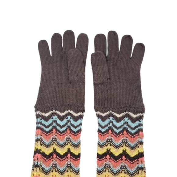 Missoni for Target Long Gloves and Scarf Set in Brown Pink Blue Chevron Stripes - Picture 8 of 11